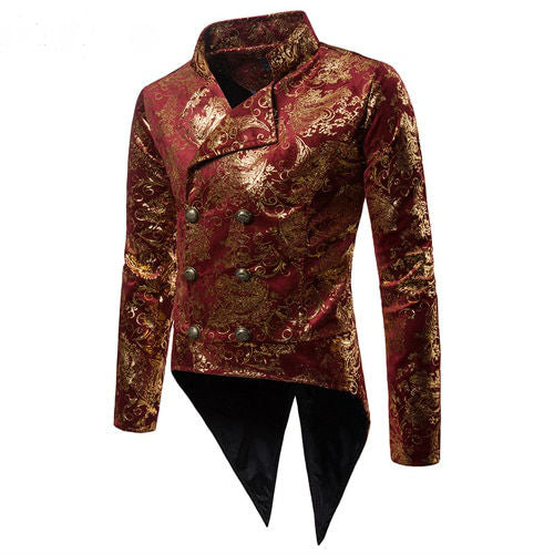 Floral Vintage Gold Print Stage Performer Style Men Tuxedo Blazer