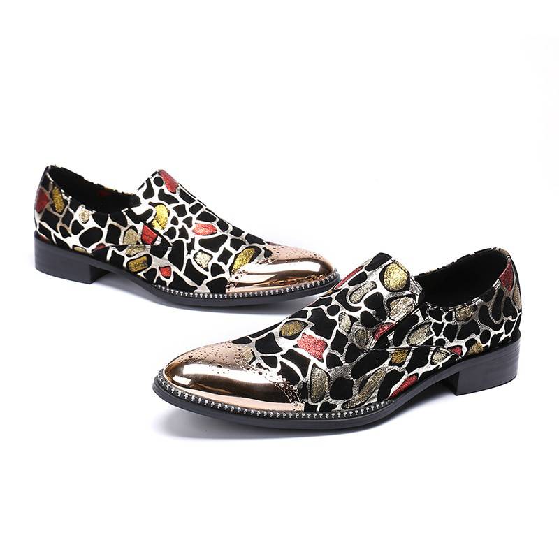 Glow Pointed Toe with Spots Glitter Design Men Fancy Shoes