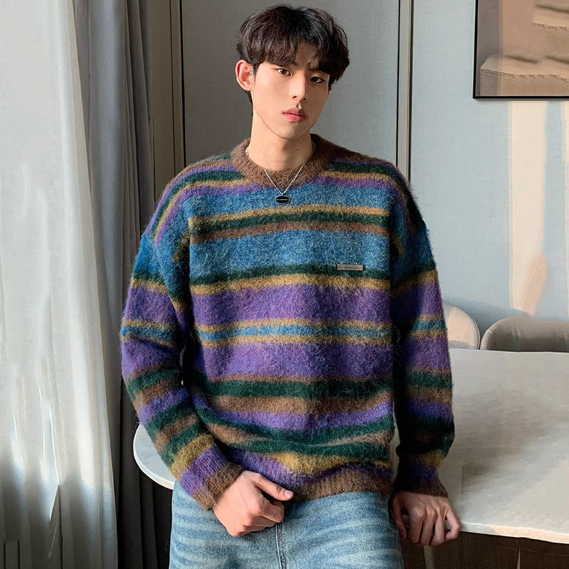 Colorful Stripes Round Neck Sweater