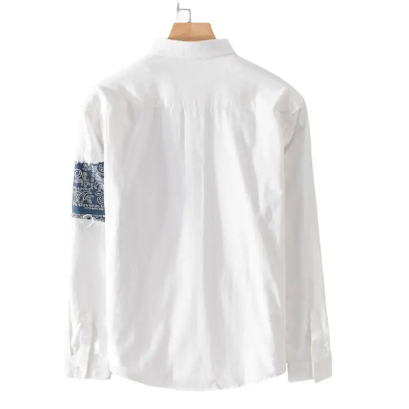 Patchwork Paisley Solid Cotton Shirt