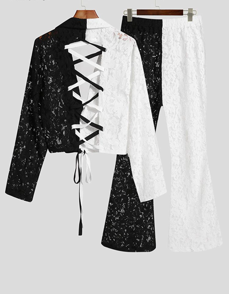 Half Lace Contras Backless Set