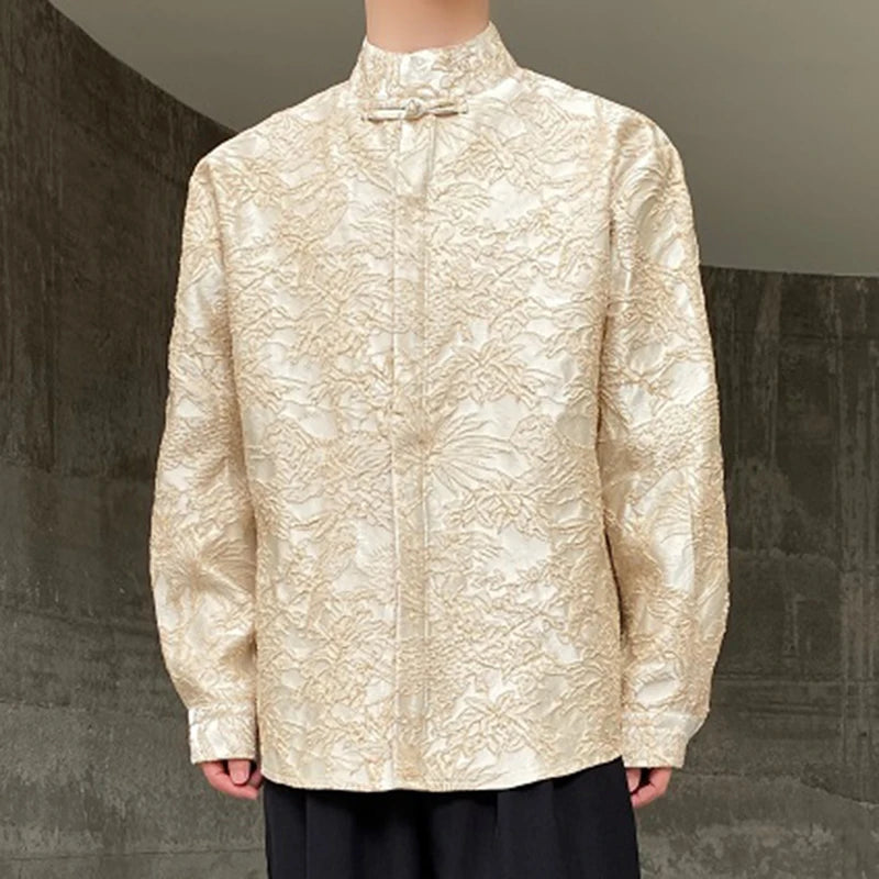 Vintage Knot Chinese Style Embroidery Shirt