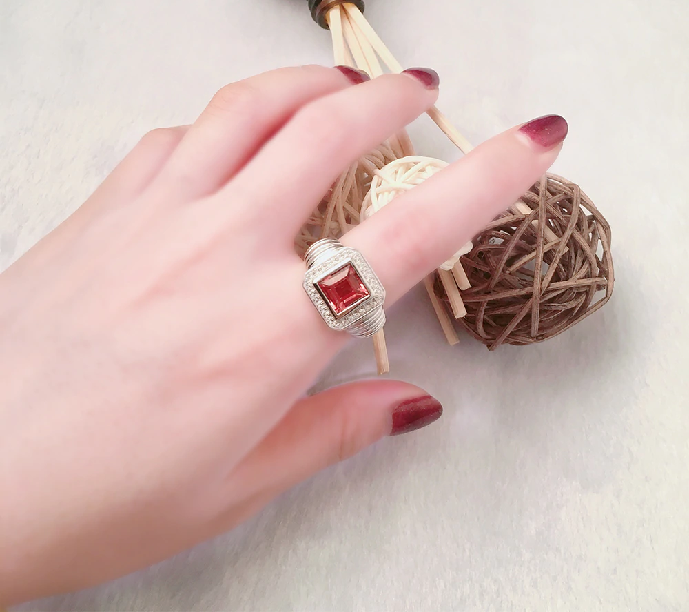 Square Diaspore Sterling Silver Unisex Ring