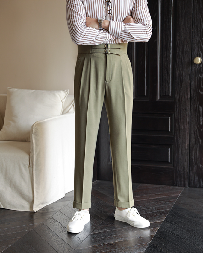 Solid High-Quality Metal Buckle Trousers