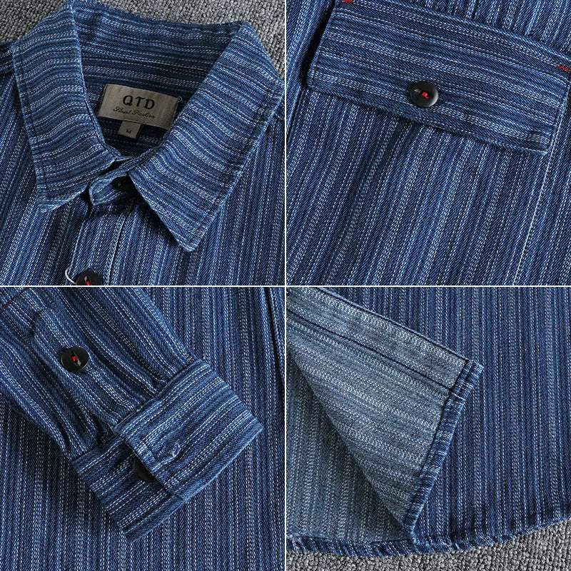 Retro Casual Stripes Long Sleeve Shirt