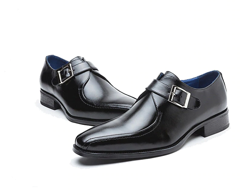 Solid Buckle Strap Business Casual Style Men Loafers Shoes