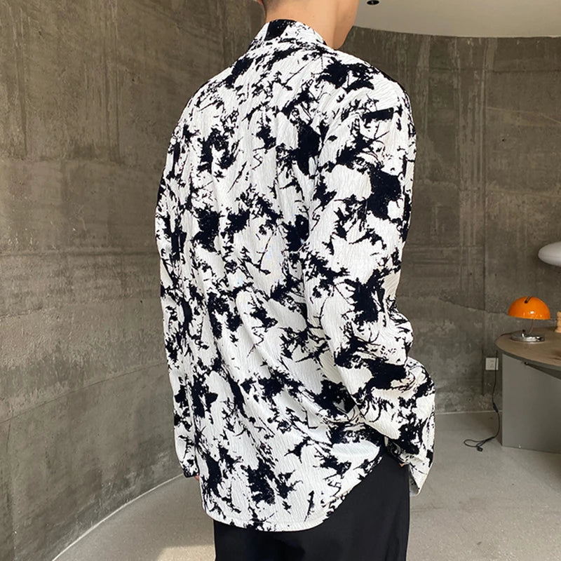 Black White Abstract Side Tied Shirt