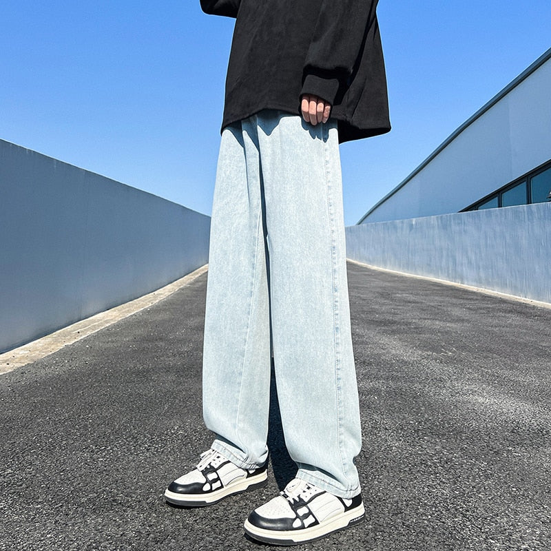 Loose Straight Solid Denim Jeans