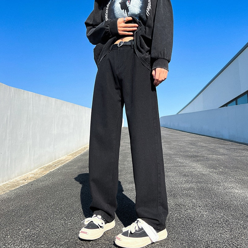 Loose Straight Solid Denim Jeans