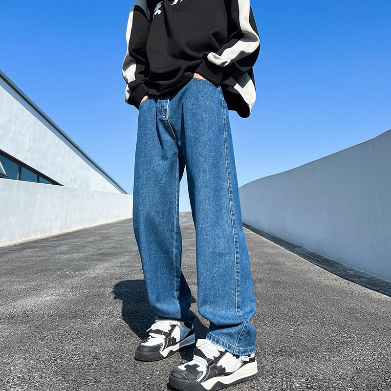 Loose Straight Solid Denim Jeans