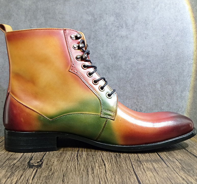 Lace Up Gradient Green Boots