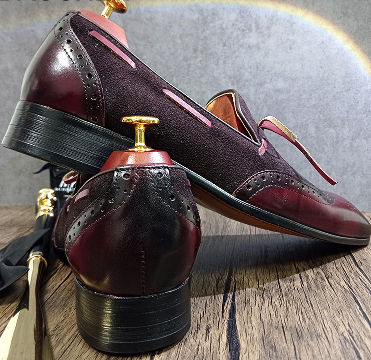 Dark Wine Slip-On Suede Shoes