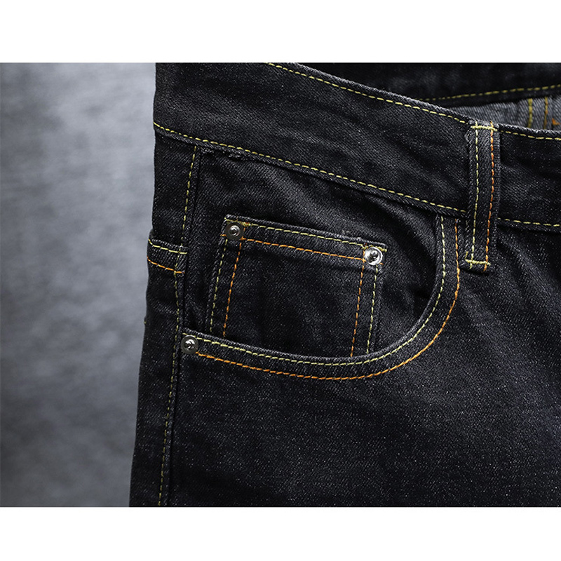 Dark Men Jeans with Japanese Ghosts Embroidery