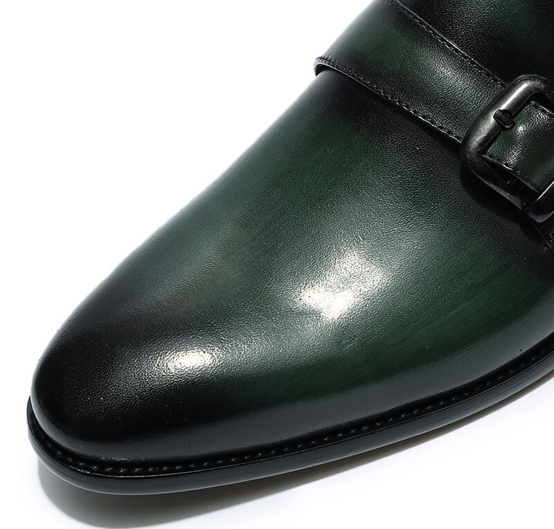 Luxury Loafers Genuine Leather Single Monk Strap Slip On Men Shoes