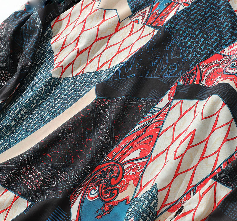 Japanese Ukiyo E Geometry Pattern Casual Streetwear Men Shirt