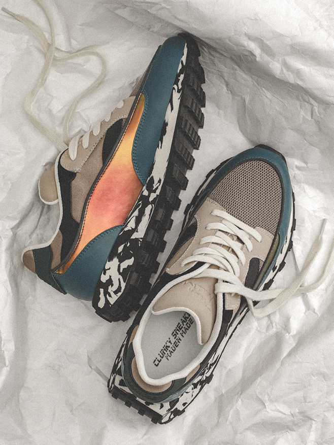 Sunset Blue Marble Style Low-Top Sneakers