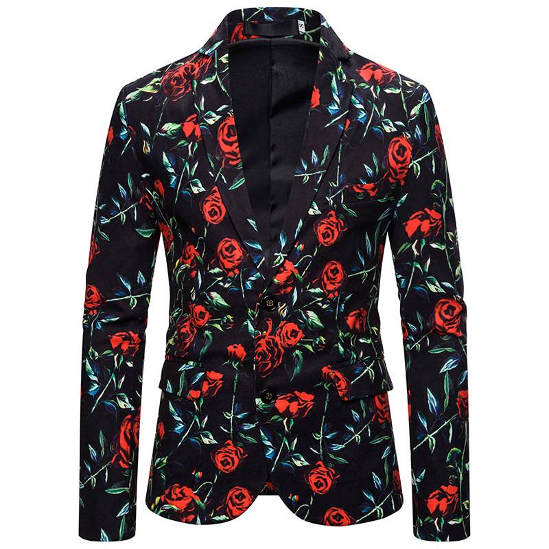 Rose Floral Slim Fit Party Costume Style Men Blazer