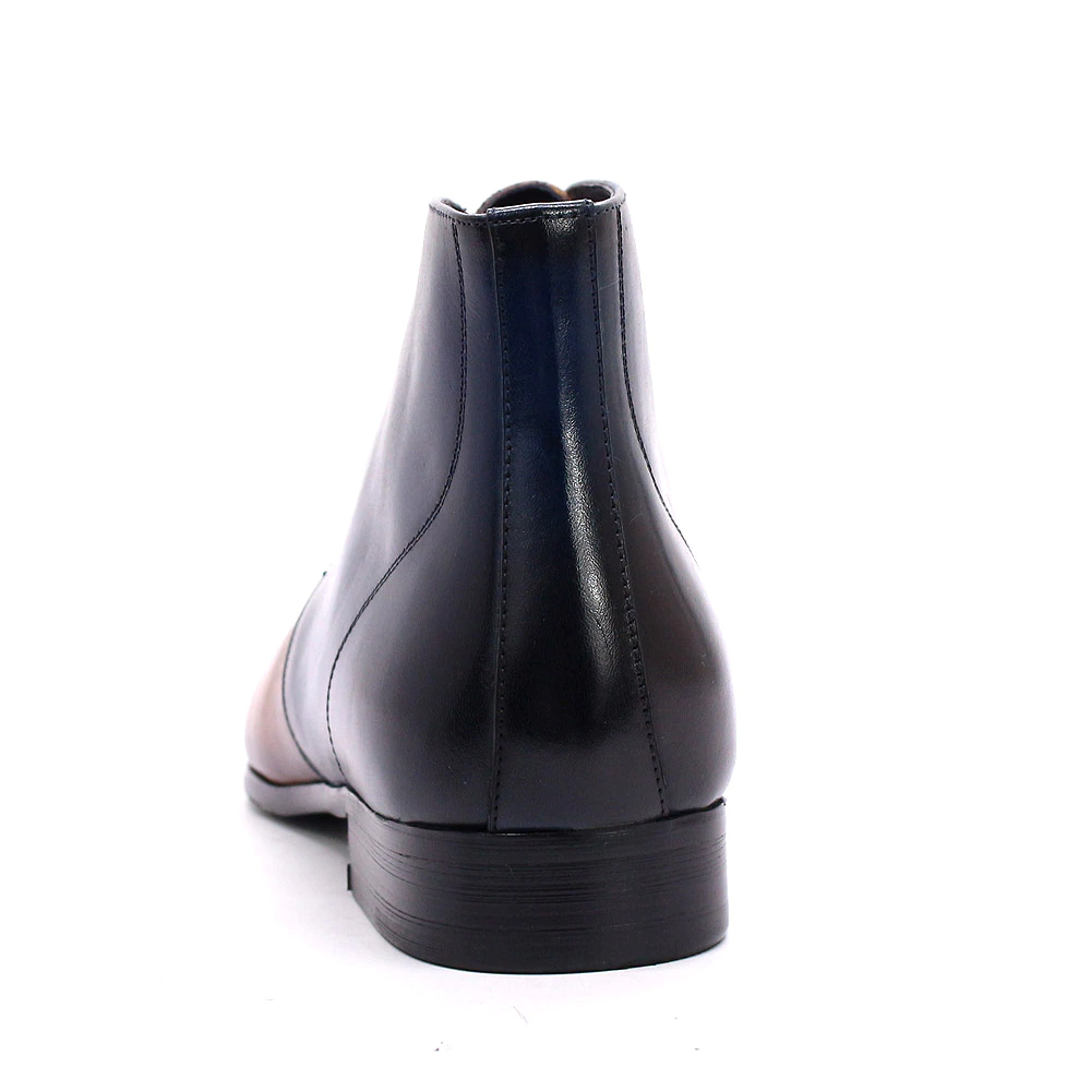 Brown Blue Ombre Leather Ankle Lace Up Boots