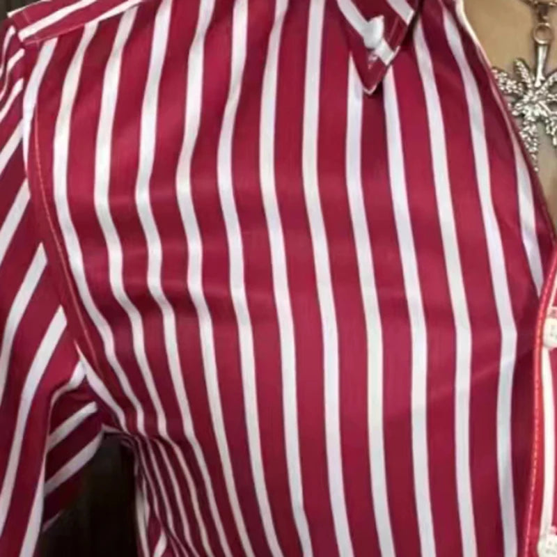 Striped Contrast Color Long Sleeve Shirt