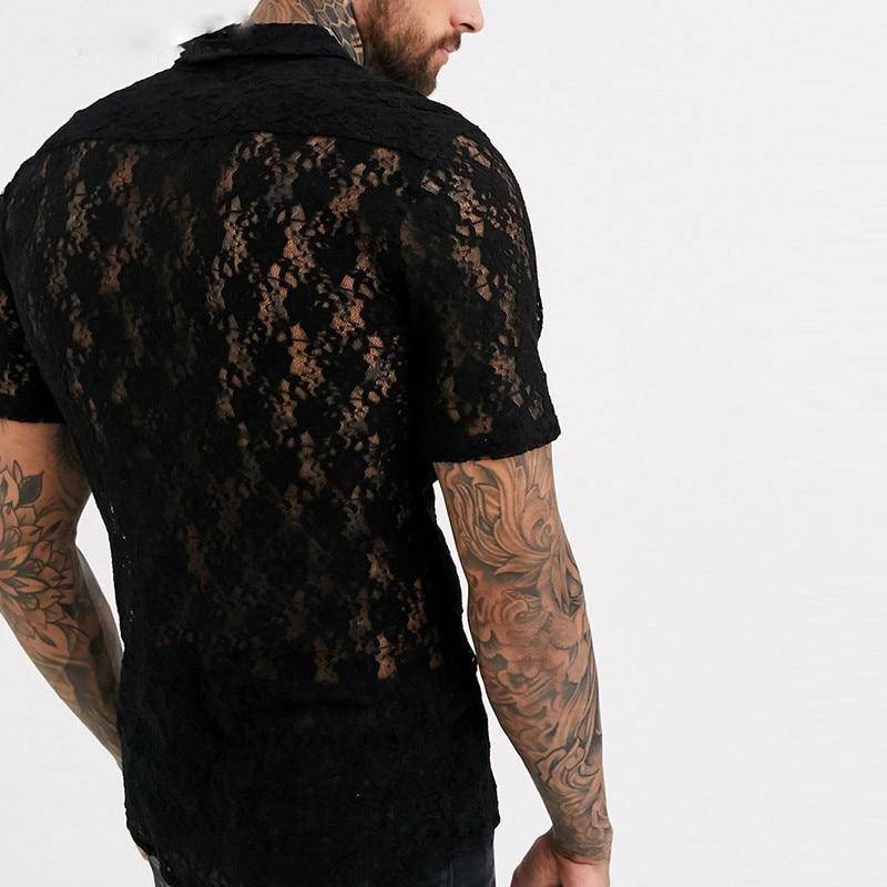 Mesh See Through Flower Style Shirt