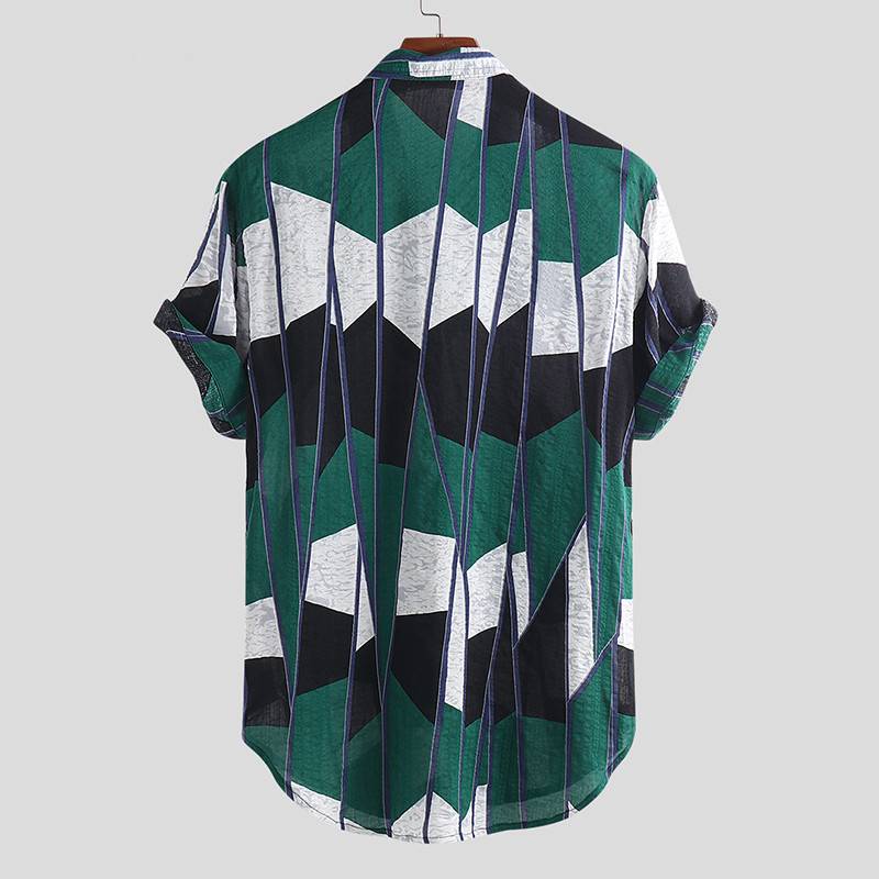 Summer Short Sleeve Button Lapel Neck Casual Style Men Shirt