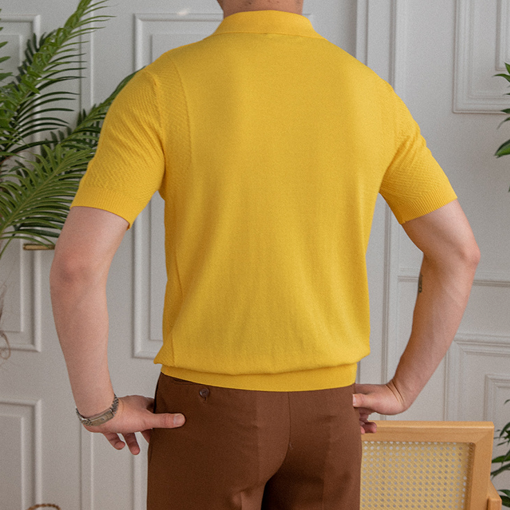 Solid Color Button Polo Shirt