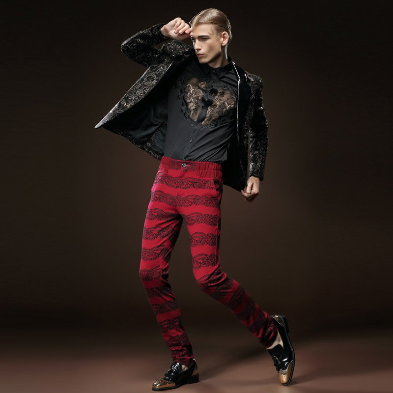 Black in Paisley Pattern and Solid Collar Design Men Blazer - FanFreakz