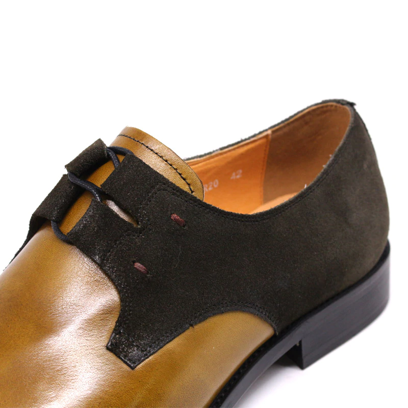 Handmade Genuine Suede Plain Olive Color Oxford Shoes