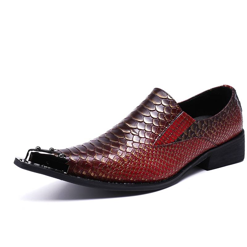 Genuine Leather Fish Pattern Oxford Shoes