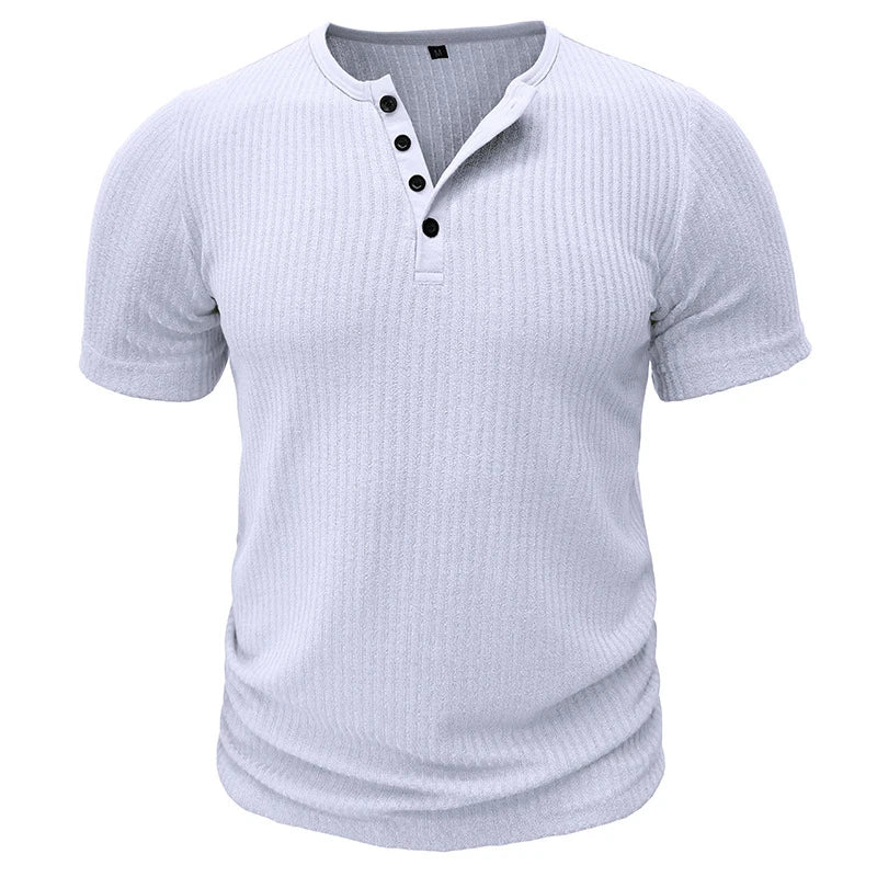 O-Neck Button Short Sleeve T-Shirt