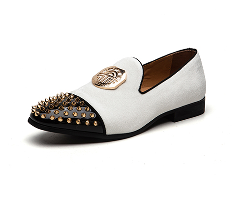 Rivets Toe with Casual Metal Chain Men Loafers Shoes