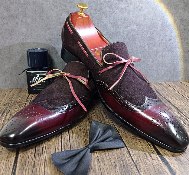 Dark Wine Slip-On Suede Shoes