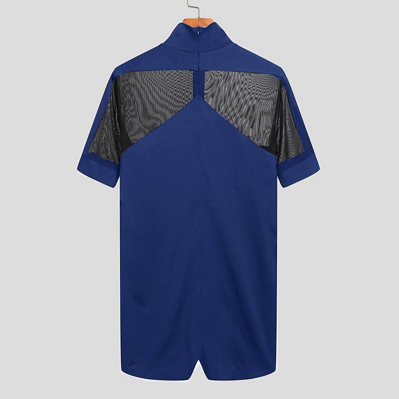 Half Mesh Two-Tone Short Sleeve T-Shirt
