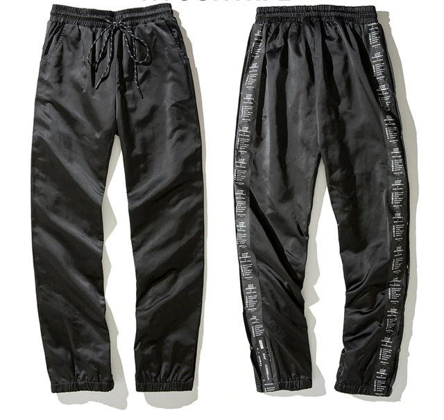 Casual Hip Hop Drawstring Jogger with Side Button Detail Men Pants