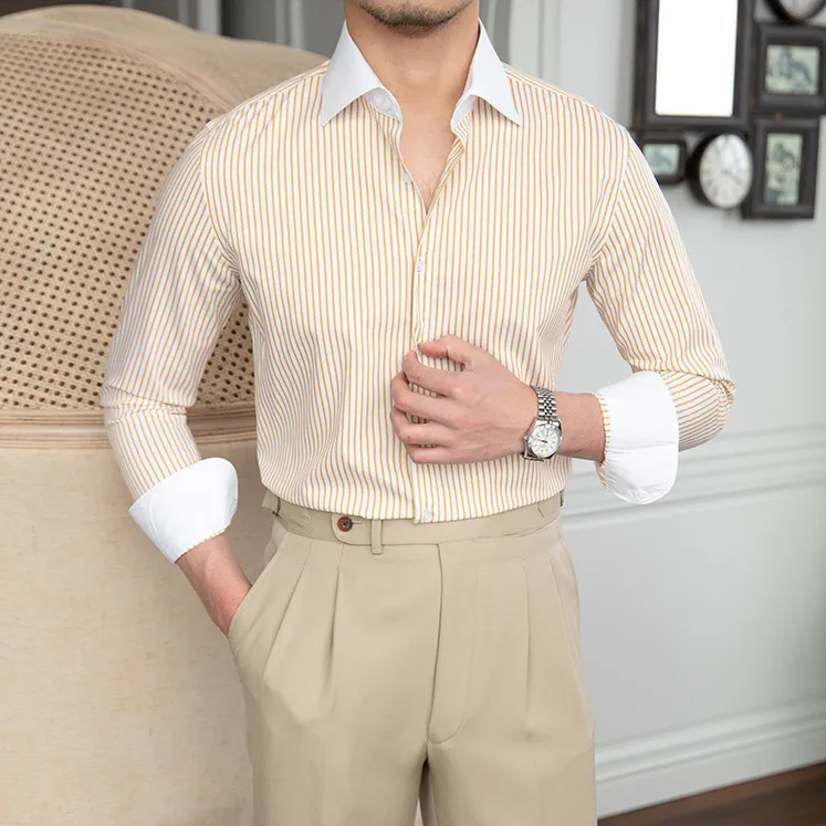 Stripe Polyester Long Sleeve Shirt