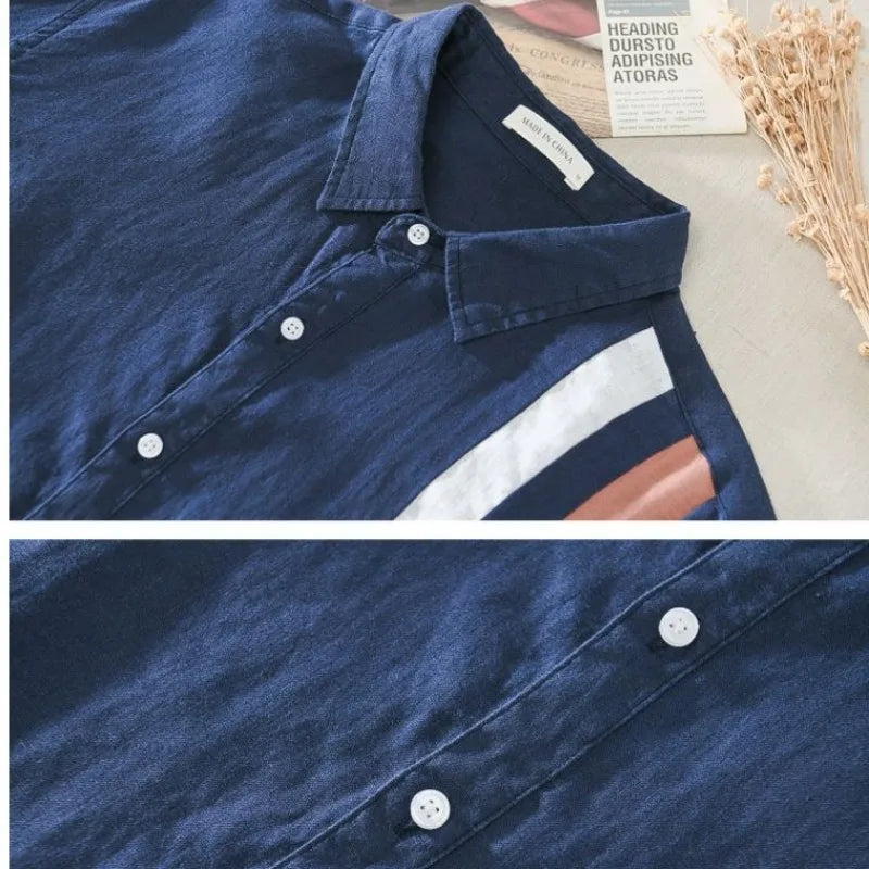 Loose Spliced Polyester Long-Sleeved Shirt