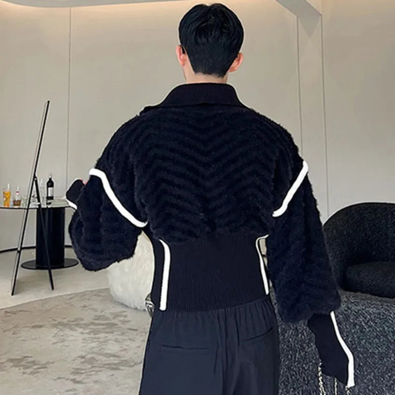 Casual Stripe Contrast Knitting Jacket