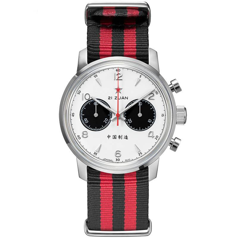 Round Style Air Force Pilot Chronograph with Stripe Band Men Watches