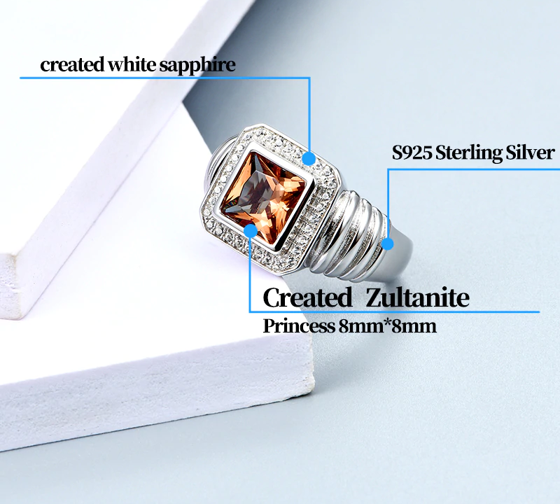 Square Diaspore Sterling Silver Unisex Ring