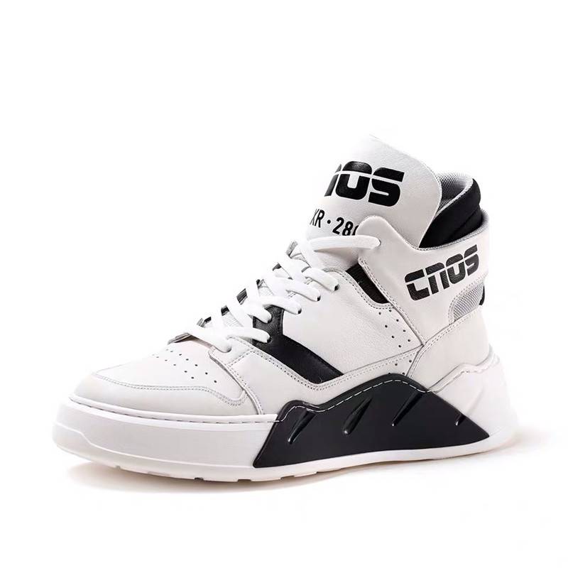 White High Top Leather Outdoor Walking Comfortable Men Sneakers