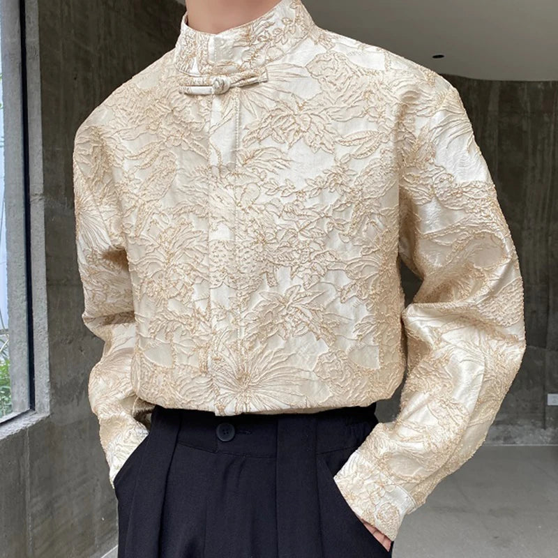 Vintage Knot Chinese Style Embroidery Shirt