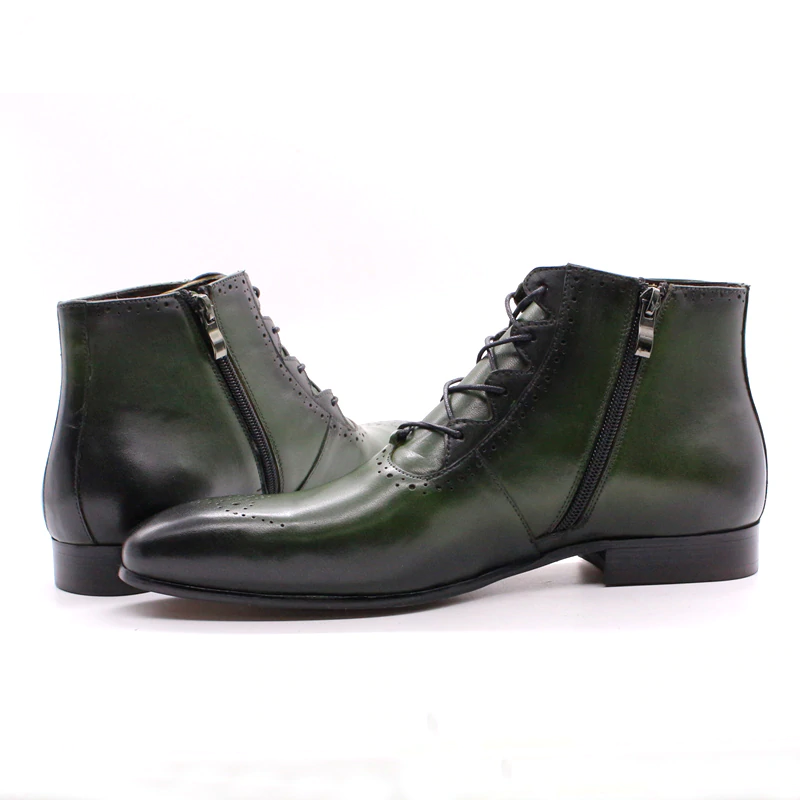 Zippered Leather Classic Look Men Ankle Boots
