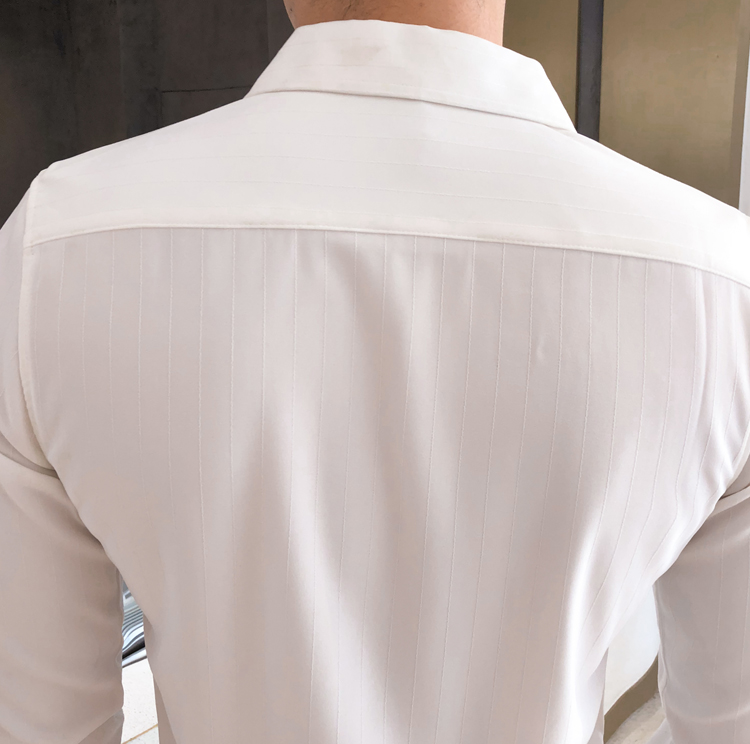 British Style Shirt Fashion Men Long Sleeve Striped Tuxedo