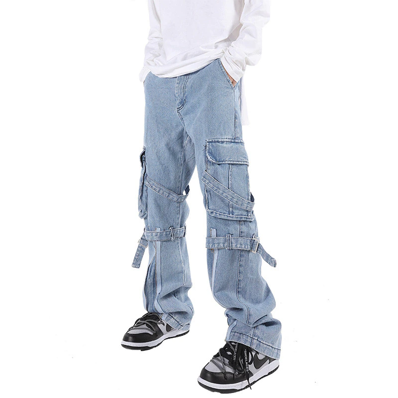 Wide Legs Multi-Pocket Denim Jeans