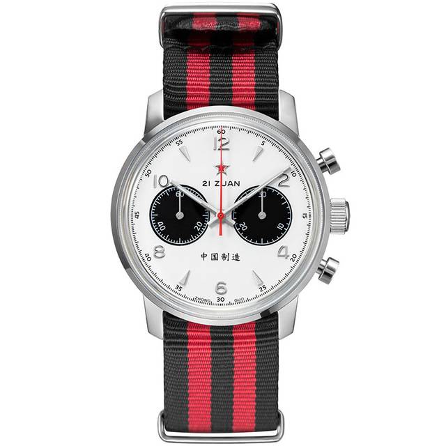 Round Style Air Force Pilot Chronograph with Stripe Band Men Watches