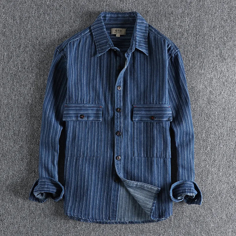 Retro Casual Stripes Long Sleeve Shirt