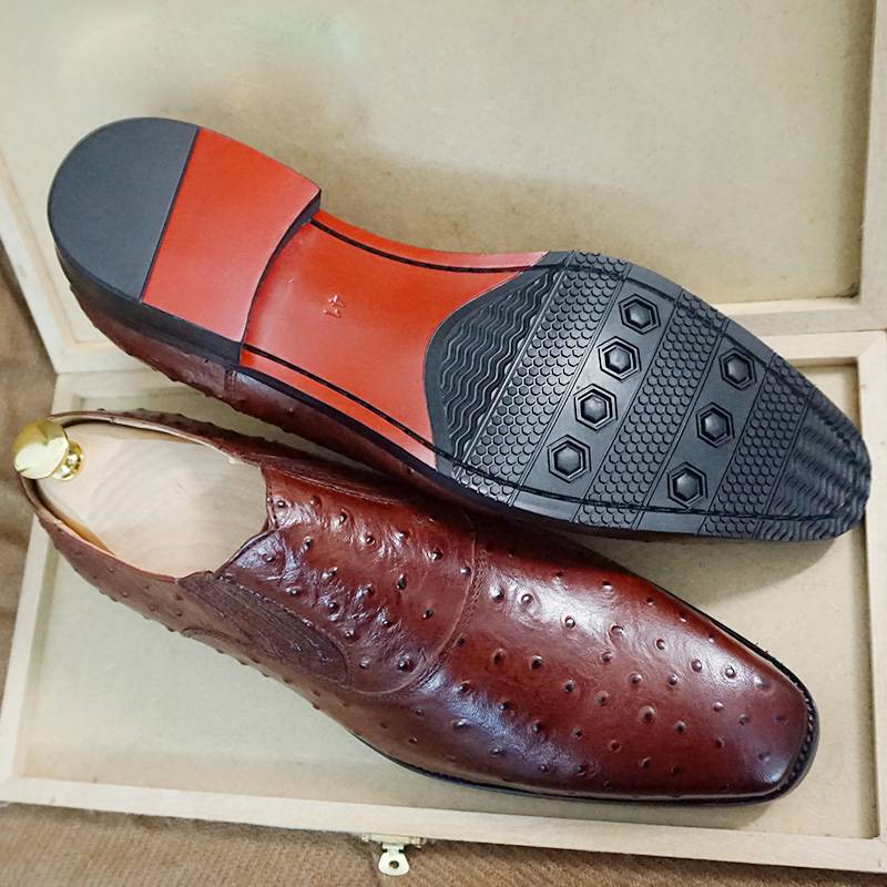 Dot Patterned Genuine Leather Loafers