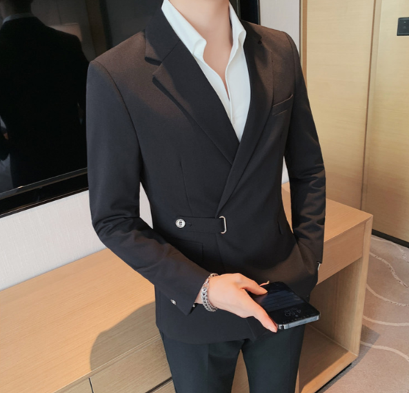 Solid Classic British Chain Button Blazer