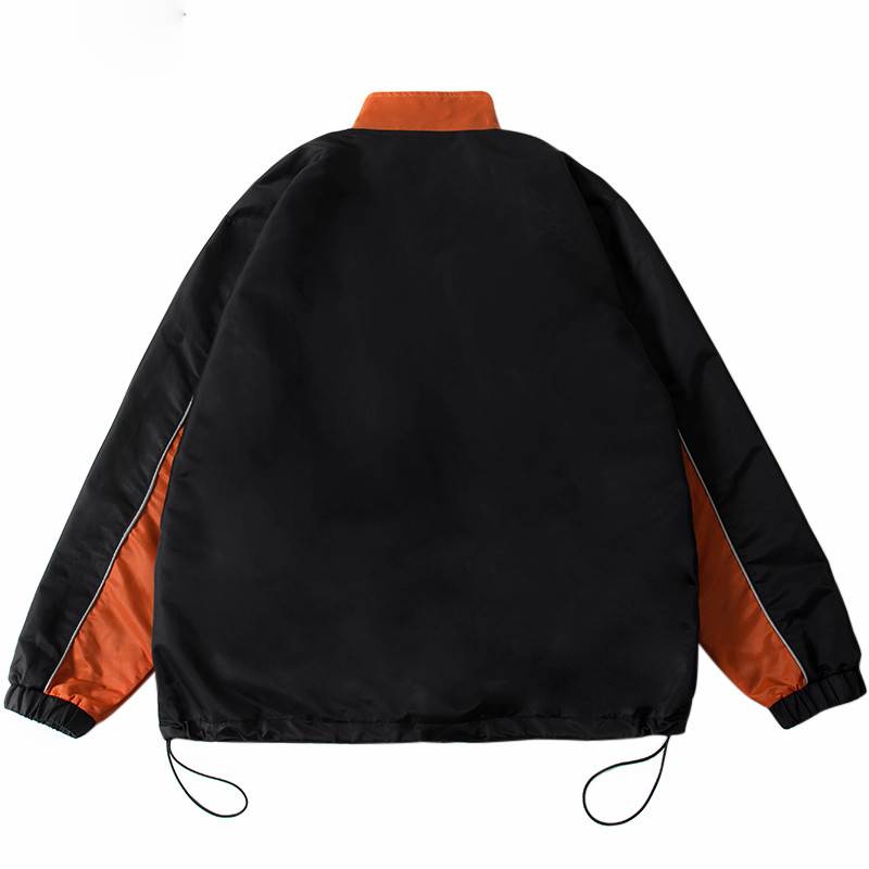 Oversize Retro Color Block Patchwork Windbreaker Casual Style Men Jacket