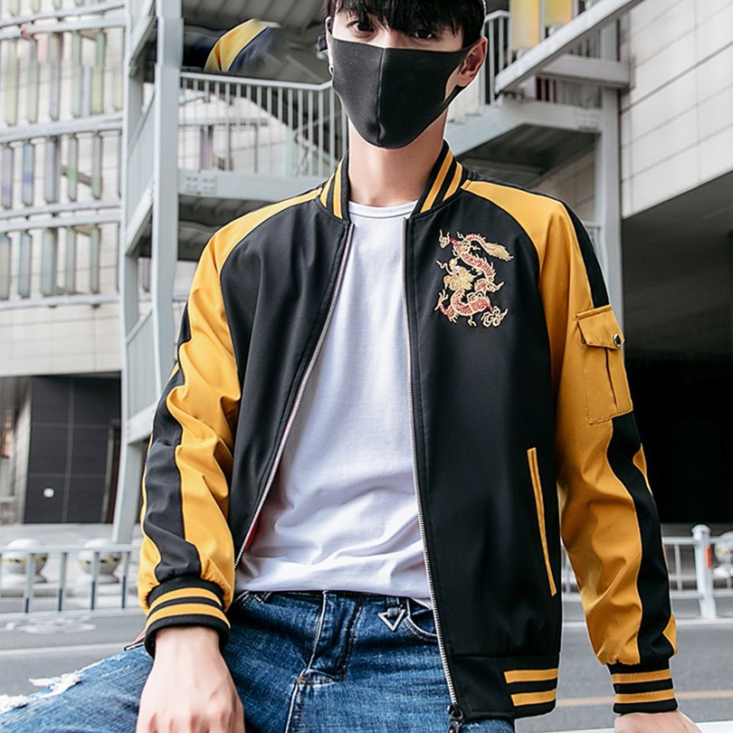 Chinese Dragon Embroidery Hip Hop Style Men Jacket - FanFreakz